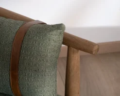 Fauteuil esprit ethnique en tissu gaufré kaki 