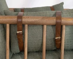 Fauteuil esprit ethnique en tissu gaufré kaki 