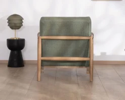Fauteuil esprit ethnique en tissu gaufré kaki 