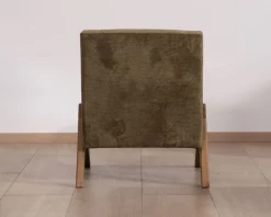 Fauteuil esprit vintage en tissu vert kaki clair 