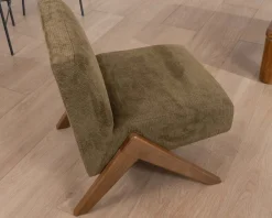 Fauteuil esprit vintage en tissu vert kaki clair 