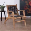 Fauteuil ethnique bas en bois de hêtre et cordages "Pop Vintage"