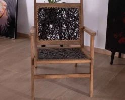 Fauteuil ethnique bas en bois de hêtre et cordages 