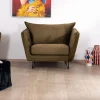 Fauteuil kaki tissu ultra doux design vintage "Hasting"