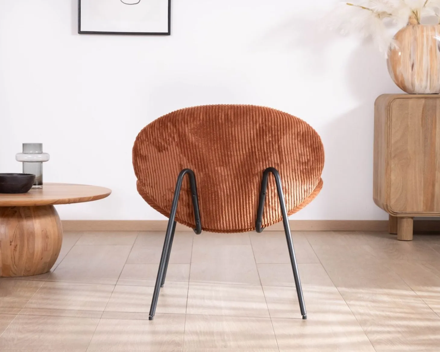 Fauteuil lounge design en velours côtelé rouille "Sonate"