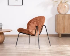 Fauteuil lounge design en velours côtelé rouille "Sonate"