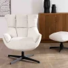 Fauteuil pivotant avec repose-pieds modulaire en tissu bouclette écru "Calista"