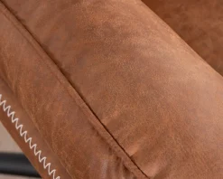 Fauteuil pivotant esprit rétro avec pouf en tissu microfibre coloris havane "Branson"