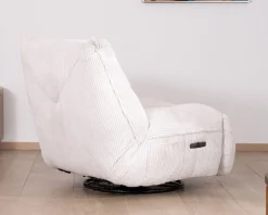Fauteuil pivotant et inclinable en velours côtelé écru "Cascada"
