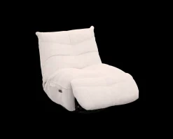 Fauteuil pivotant et inclinable en velours côtelé écru 
