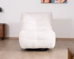 Fauteuil pivotant et inclinable en velours côtelé écru 