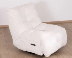 Fauteuil pivotant et inclinable en velours côtelé écru 