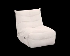 Fauteuil pivotant et inclinable en velours côtelé écru 