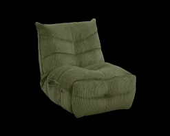 Fauteuil relax esprit cosy en velours côtelé vert "Cascada" avec inclinaison électrique