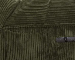 Fauteuil relax esprit cosy en velours côtelé vert "Cascada" avec inclinaison électrique
