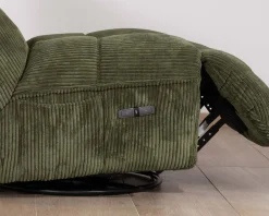 Fauteuil relax esprit cosy en velours côtelé vert 