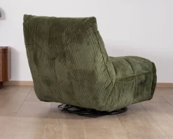 Fauteuil relax esprit cosy en velours côtelé vert 