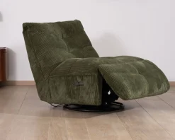 Fauteuil relax esprit cosy en velours côtelé vert 