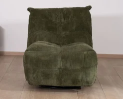 Fauteuil relax esprit cosy en velours côtelé vert 