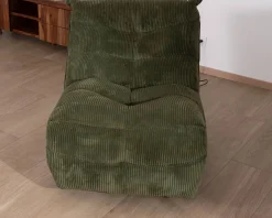 Fauteuil relax esprit cosy en velours côtelé vert 