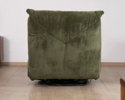 Fauteuil relax esprit cosy en velours côtelé vert 