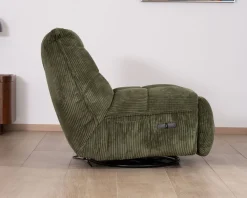 Fauteuil relax esprit cosy en velours côtelé vert 