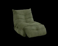 Fauteuil relax esprit cosy en velours côtelé vert 