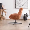 Fauteuil tournant 360° en velours côtelé terracotta "Bissett"