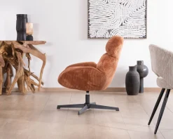 Fauteuil tournant 360° en velours côtelé terracotta "Bissett"