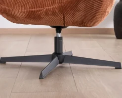 Fauteuil tournant 360° en velours côtelé terracotta 