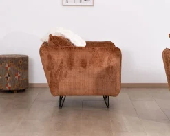 Fauteuil ultra confort en tissu terracotta "Hasting" style vintage cosy