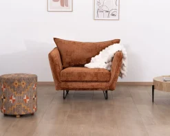 Fauteuil ultra confort en tissu terracotta 