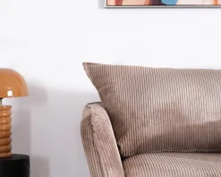 Fauteuil ultra confort esprit scandinave en velours côtelé camel 