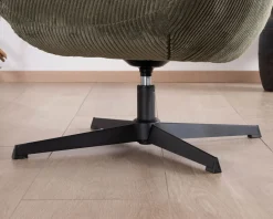 Fauteuil ultra confort tournant 360° en velours côtelé vert doux 