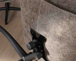 Fauteuil vintage avec pouf en tissu blanc ultra doux 