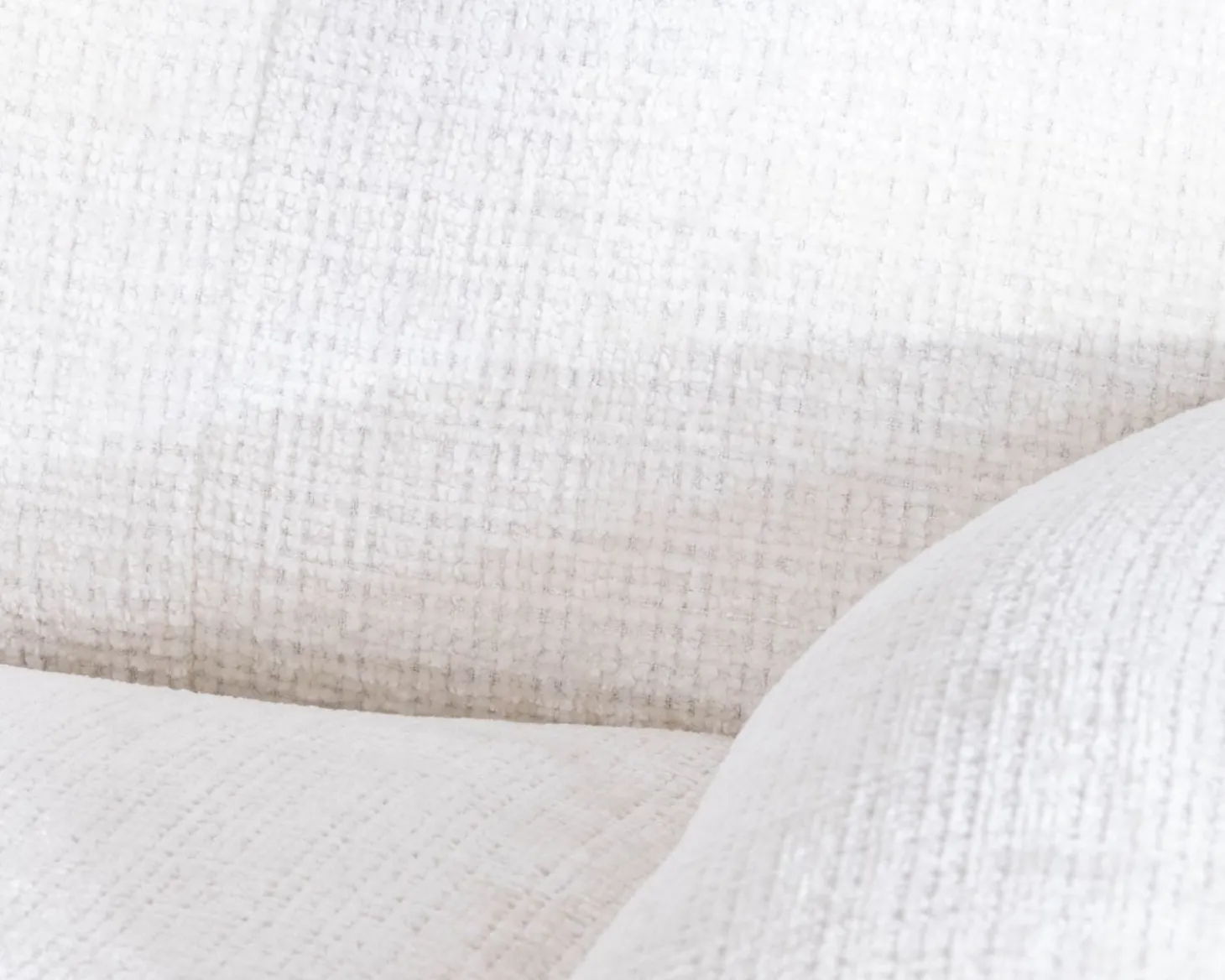 Fauteuil vintage avec pouf en tissu blanc ultra doux "Branson"
