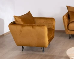 Fauteuil vintage ocre en tissu et métal ultra confort "Hasting"
