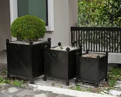 Grand bac cache pot décoratif 65 cm en métal noir