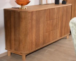 Grand bahut style rétro en chêne huilé 180 cm 