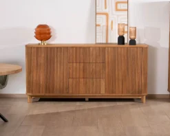 Grand bahut style rétro en chêne huilé 180 cm 