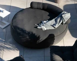 Grand bain de soleil ultra-moelleux en tissu gris foncé "Saint Tropez" diamètre 1m80