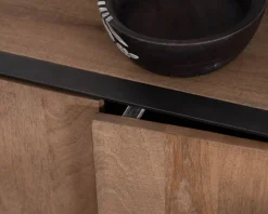 Grand banc TV 180 cm en manguier style épuré "Santo" avec portes et tiroirs