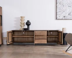 Grand banc TV 180 cm en manguier style épuré 