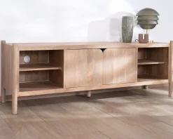 Grand banc TV en manguier esprit japandi "Orobie" 185 cm