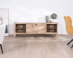 Grand banc TV en manguier esprit japandi 