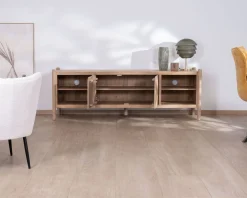 Grand banc TV en manguier esprit japandi 