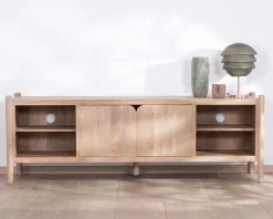 Grand banc TV en manguier esprit japandi 
