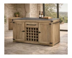 Grand billot de cuisine bois massif plateau pierre 