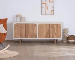Grand buffet bas 4 portes style organique et contemporain 