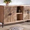 Grand buffet bas acacia massif 175cm style ethnique "Géonidum"